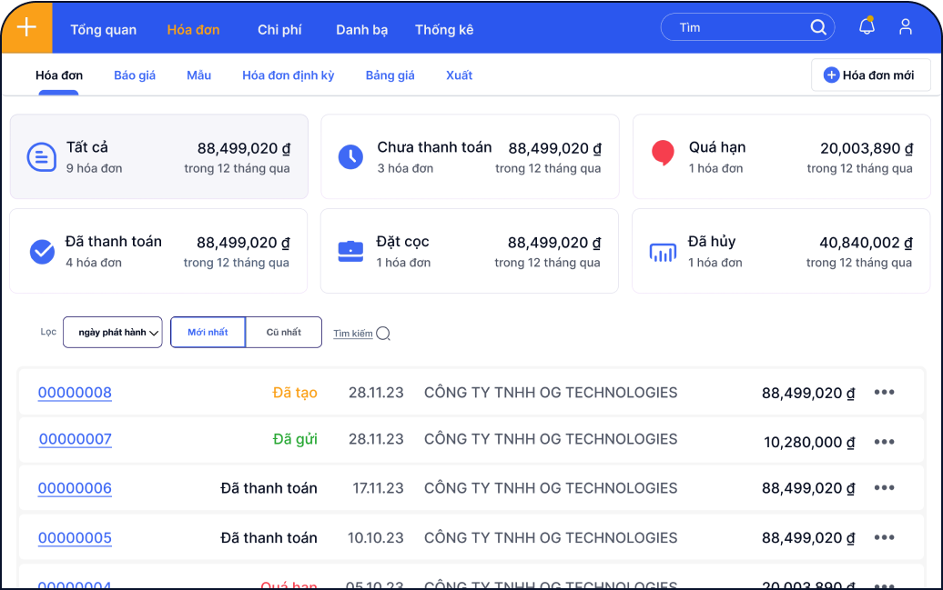 Tạo hóa đơn chuyên nghiệp